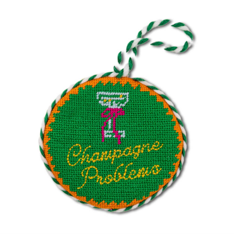Champagne Problems Needlepoint Ornament