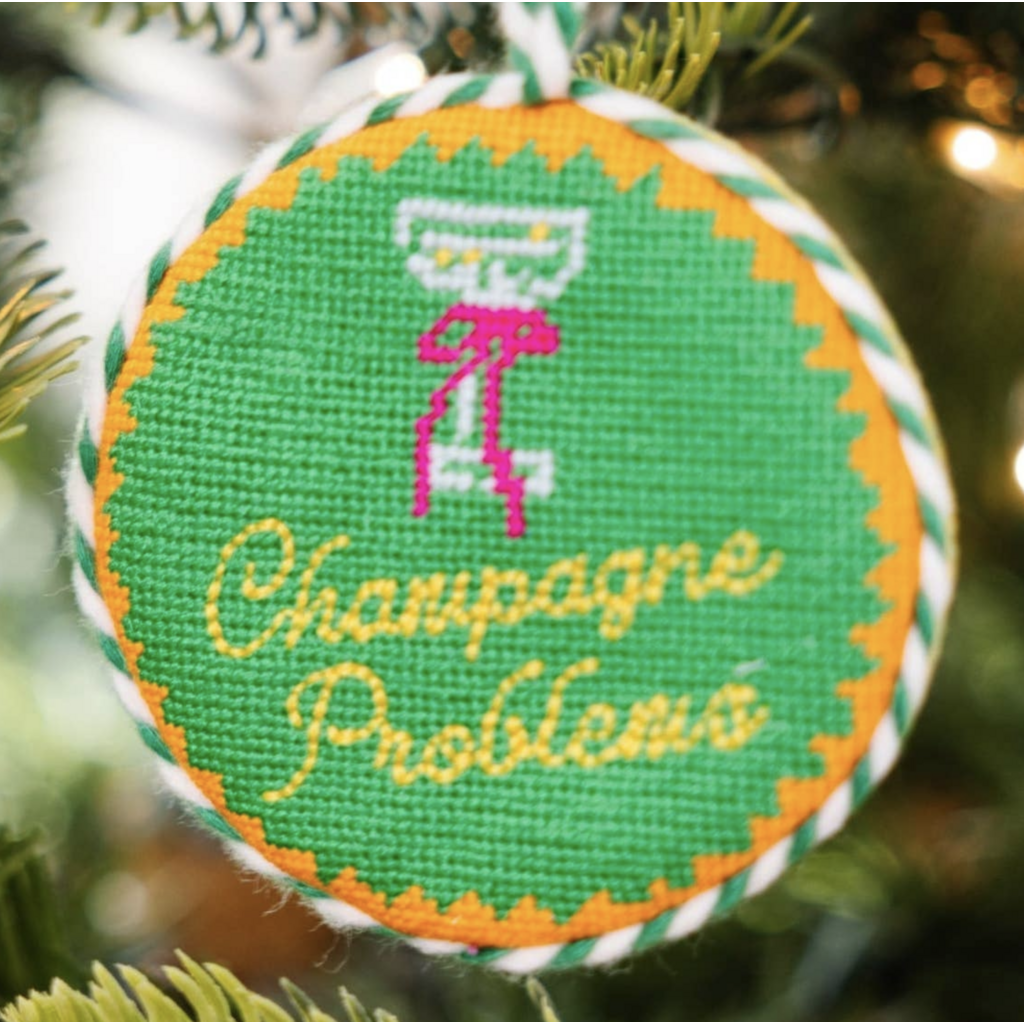 Champagne Problems Needlepoint Ornament