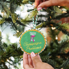 Champagne Problems Needlepoint Ornament
