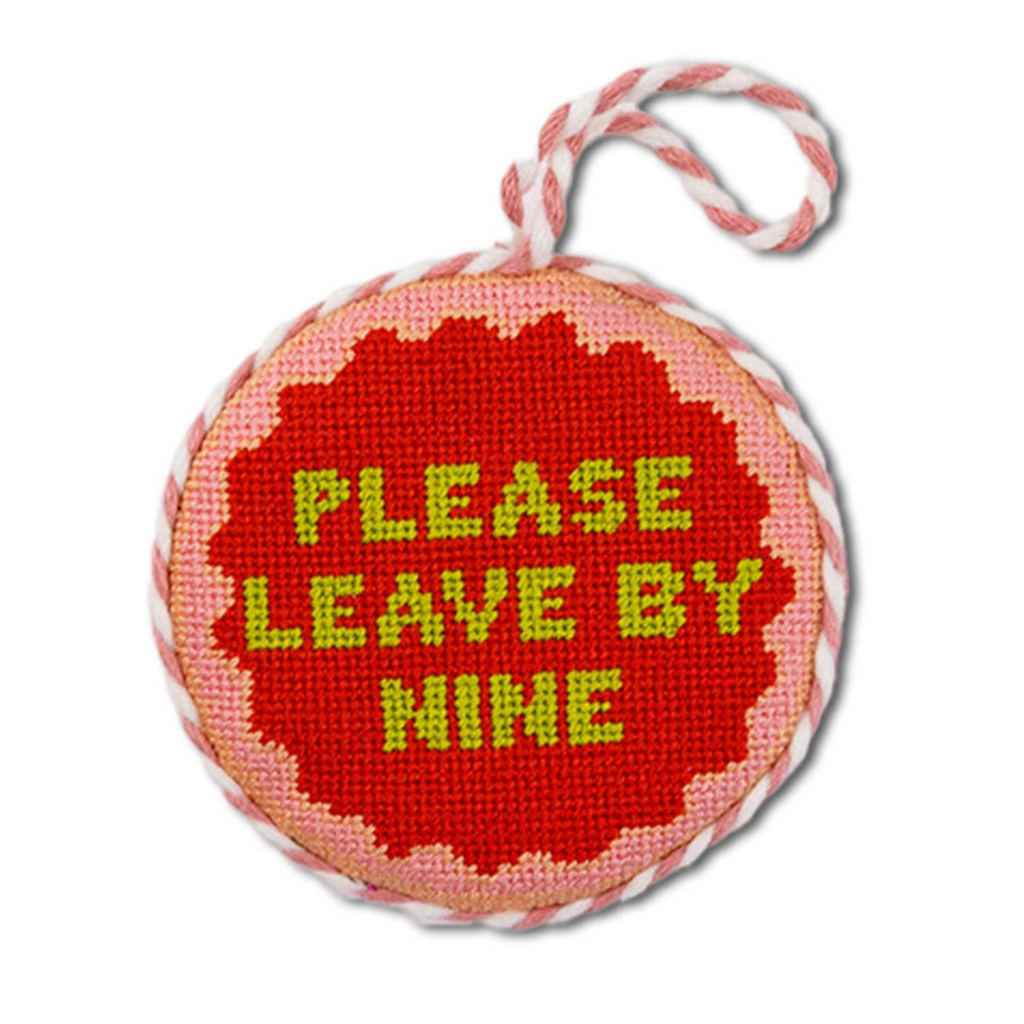 Leave By Nine Needlepoint Ornament