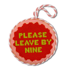 Leave By Nine Needlepoint Ornament