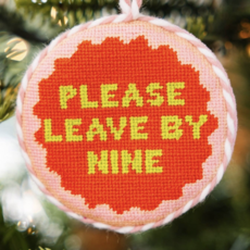 Leave By Nine Needlepoint Ornament