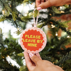 Leave By Nine Needlepoint Ornament