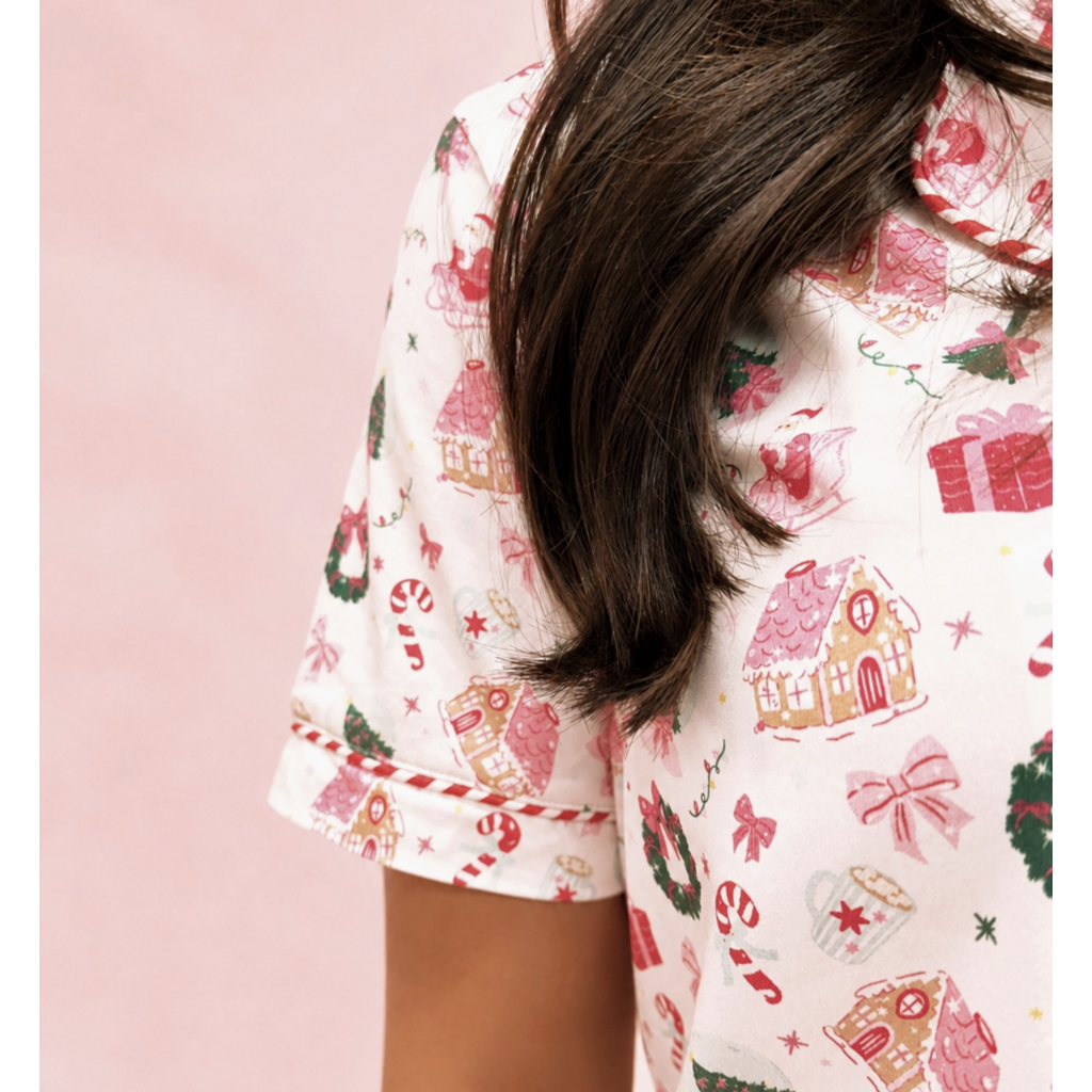 Santa's Sugarplum Social Christmas Ruffleshorts Pajama Set