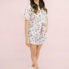 Santa's Sugarplum Social Christmas Ruffleshorts Pajama Set