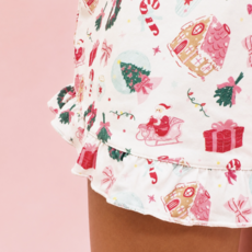 Santa's Sugarplum Social Christmas Ruffleshorts Pajama Set