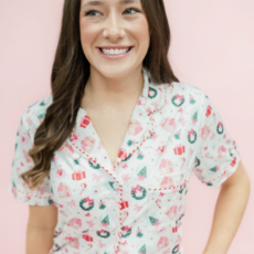 Santa's Sugarplum Social Christmas Ruffleshorts Pajama Set