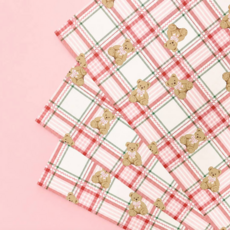 Holiday Teddy Tartan Wrapping Paper Roll Of 3 Sheets