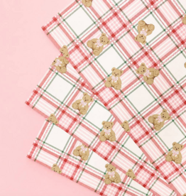 Holiday Teddy Tartan Wrapping Paper Roll Of 3 Sheets