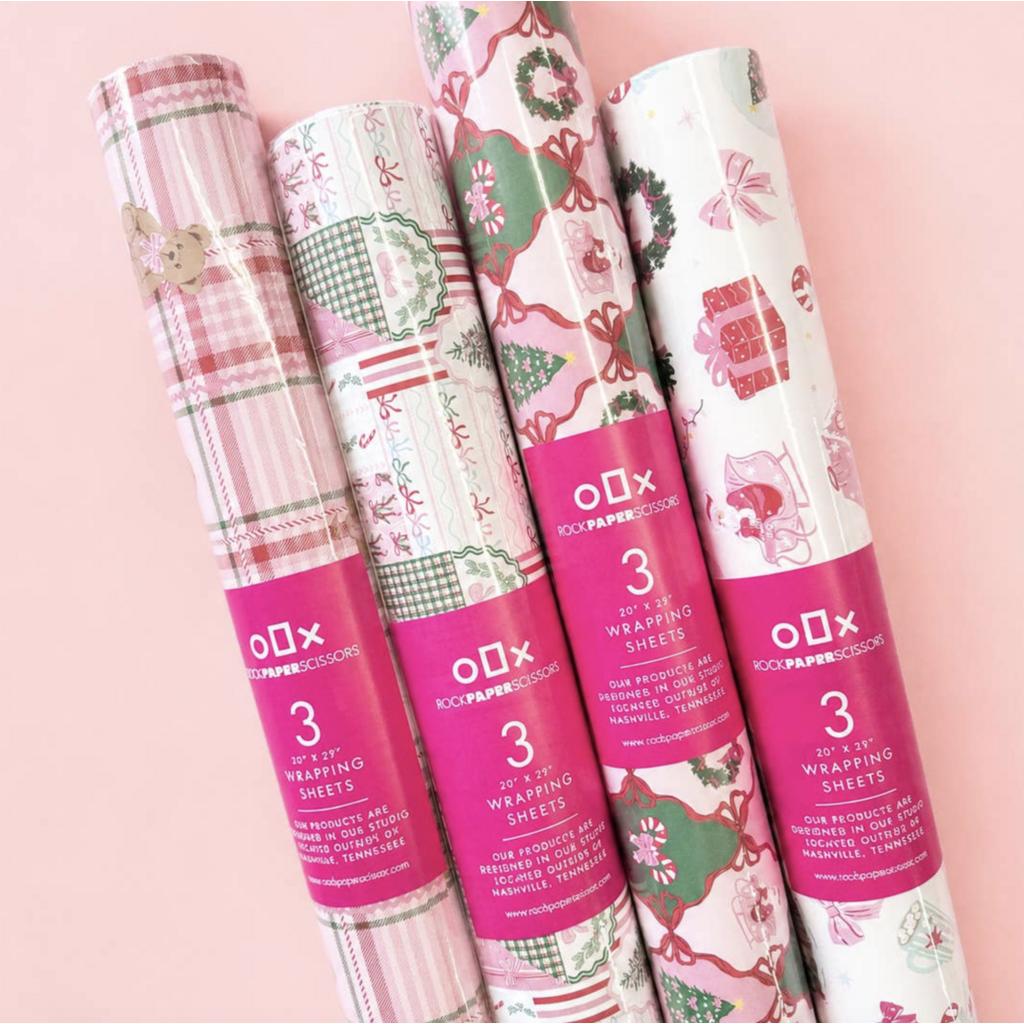 Holiday Teddy Tartan Wrapping Paper Roll Of 3 Sheets