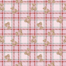 Holiday Teddy Tartan Wrapping Paper Roll Of 3 Sheets