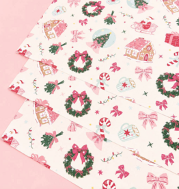 Santa's Sugarplum Social Christmas Wrapping Paper Roll Of 3 Sheets