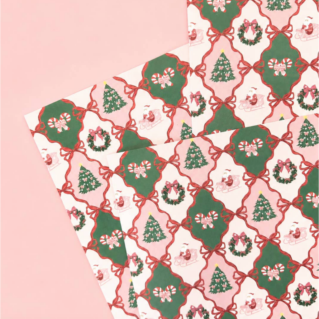 Santa's Candy Cane Cottage Wrapping Paper Roll Of 3 Sheets