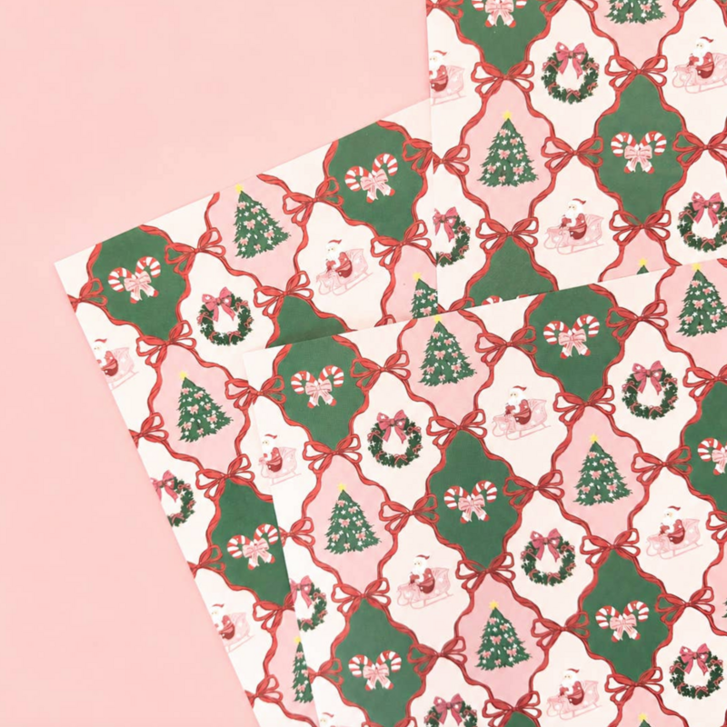 Santa's Candy Cane Cottage Wrapping Paper Roll Of 3 Sheets