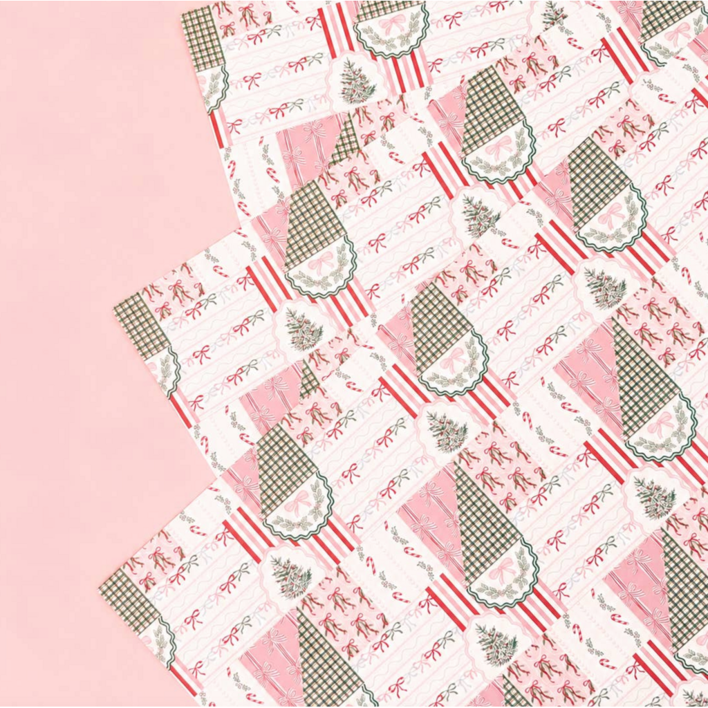 Holiday Patchwork Christmas Wrapping Paper Roll Of 3 Sheets