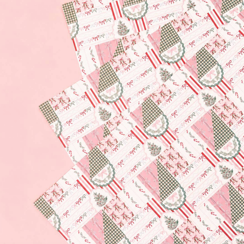 Holiday Patchwork Christmas Wrapping Paper Roll Of 3 Sheets