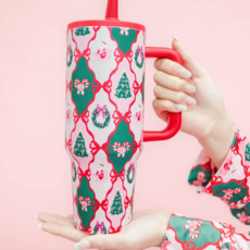 Santa's Candy Cane Cottage 40oz Tumbler & Spill Proof Lid