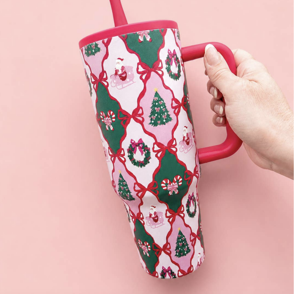 Santa's Candy Cane Cottage 40oz Tumbler & Spill Proof Lid