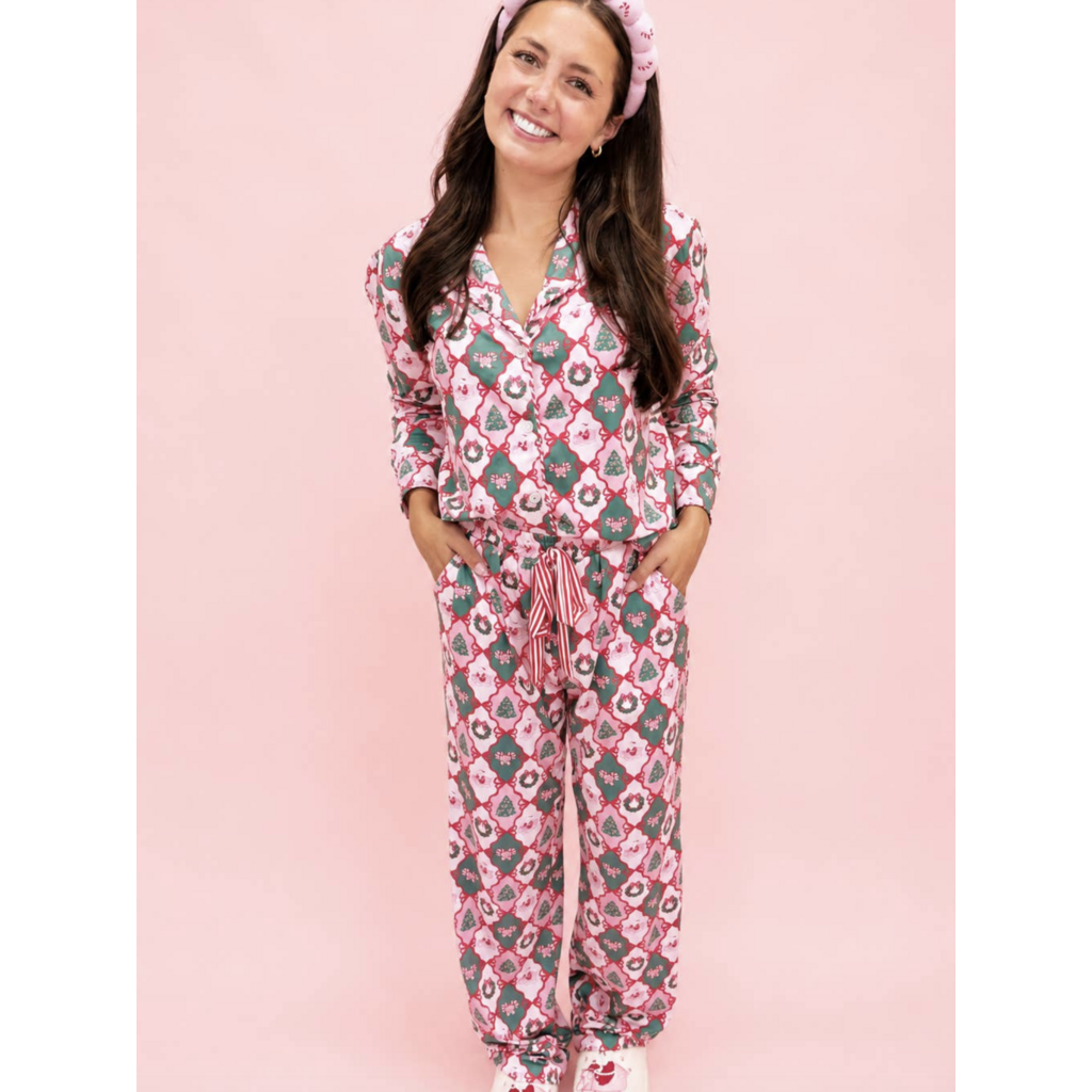 Santa's Candy Cane Christmas Pants Pajama Set
