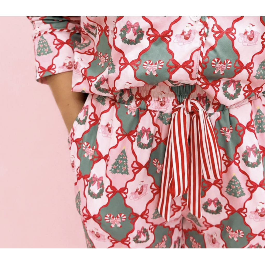 Santa's Candy Cane Christmas Pants Pajama Set