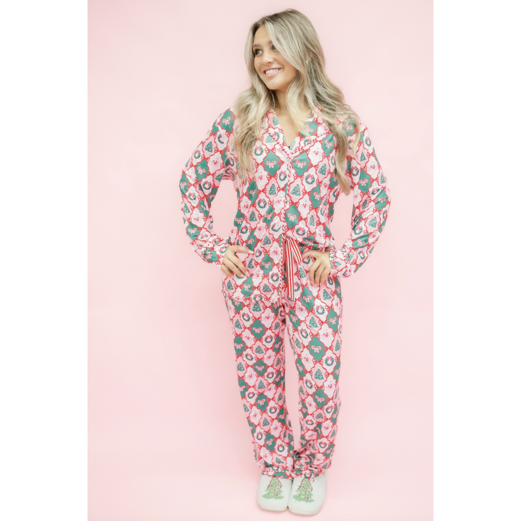 Santa's Candy Cane Christmas Pants Pajama Set