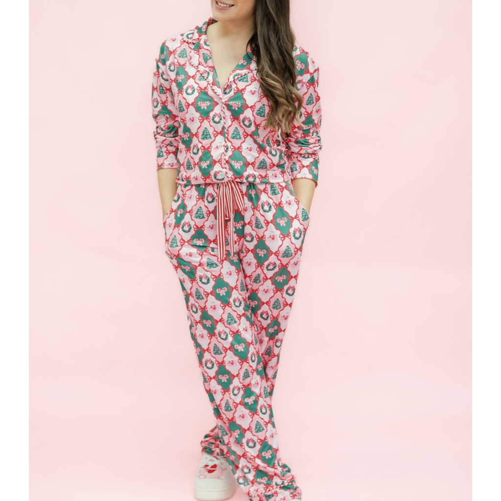 Santa's Candy Cane Christmas Pants Pajama Set