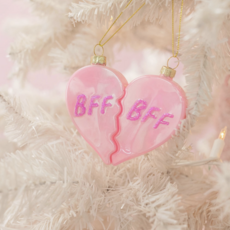 Bff Heart Christmas Glass Christmas Ornament Glitter Set