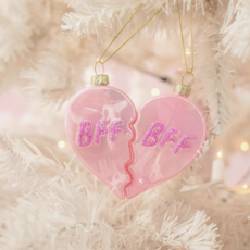 Bff Heart Christmas Glass Christmas Ornament Glitter Set
