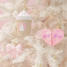 Bff Heart Christmas Glass Christmas Ornament Glitter Set