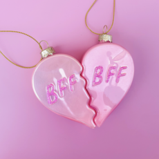 Bff Heart Christmas Glass Christmas Ornament Glitter Set