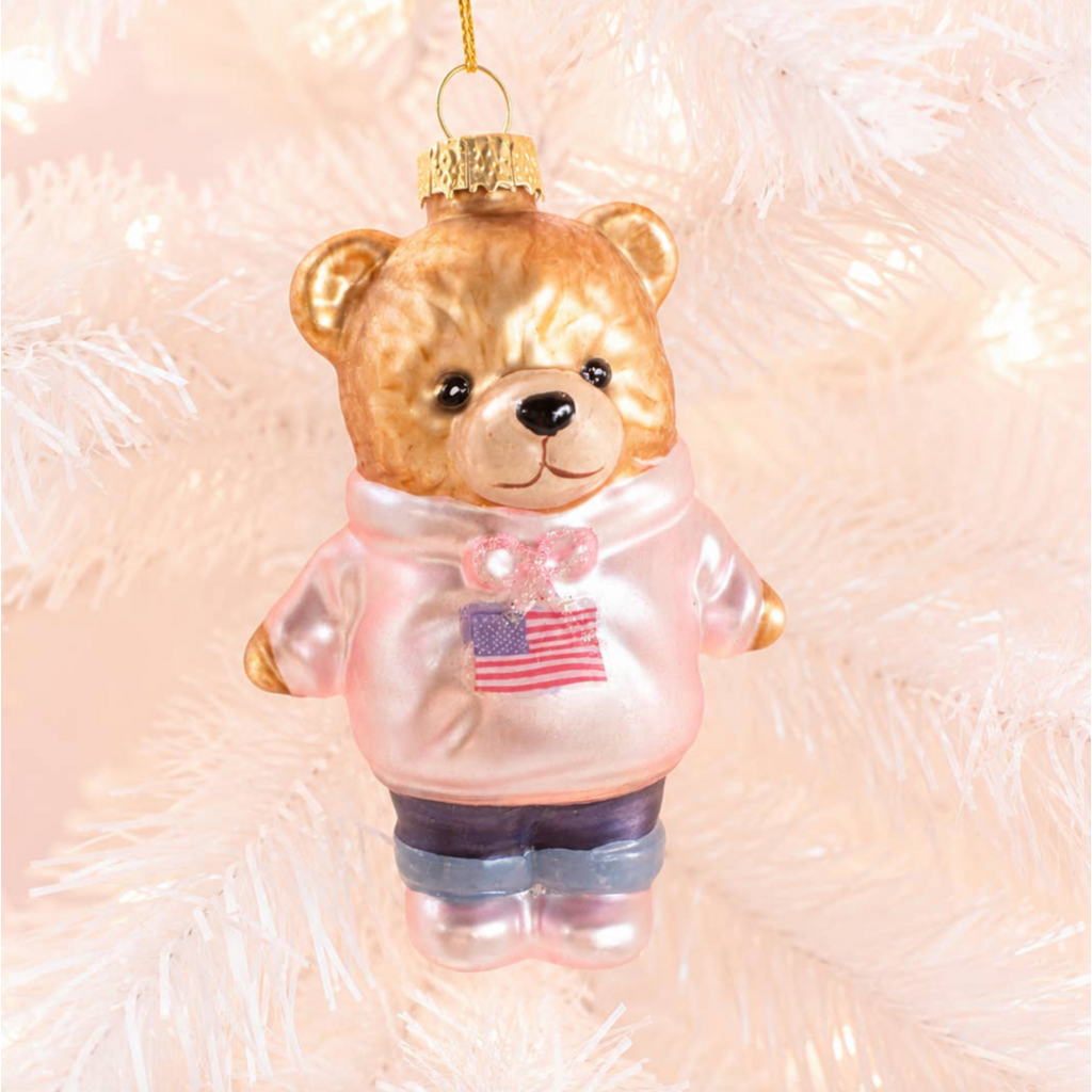 All American Teddy Bear Christmas Ornament