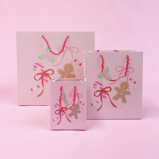 Pink Gingerbread Bows Gift Bag with Tag