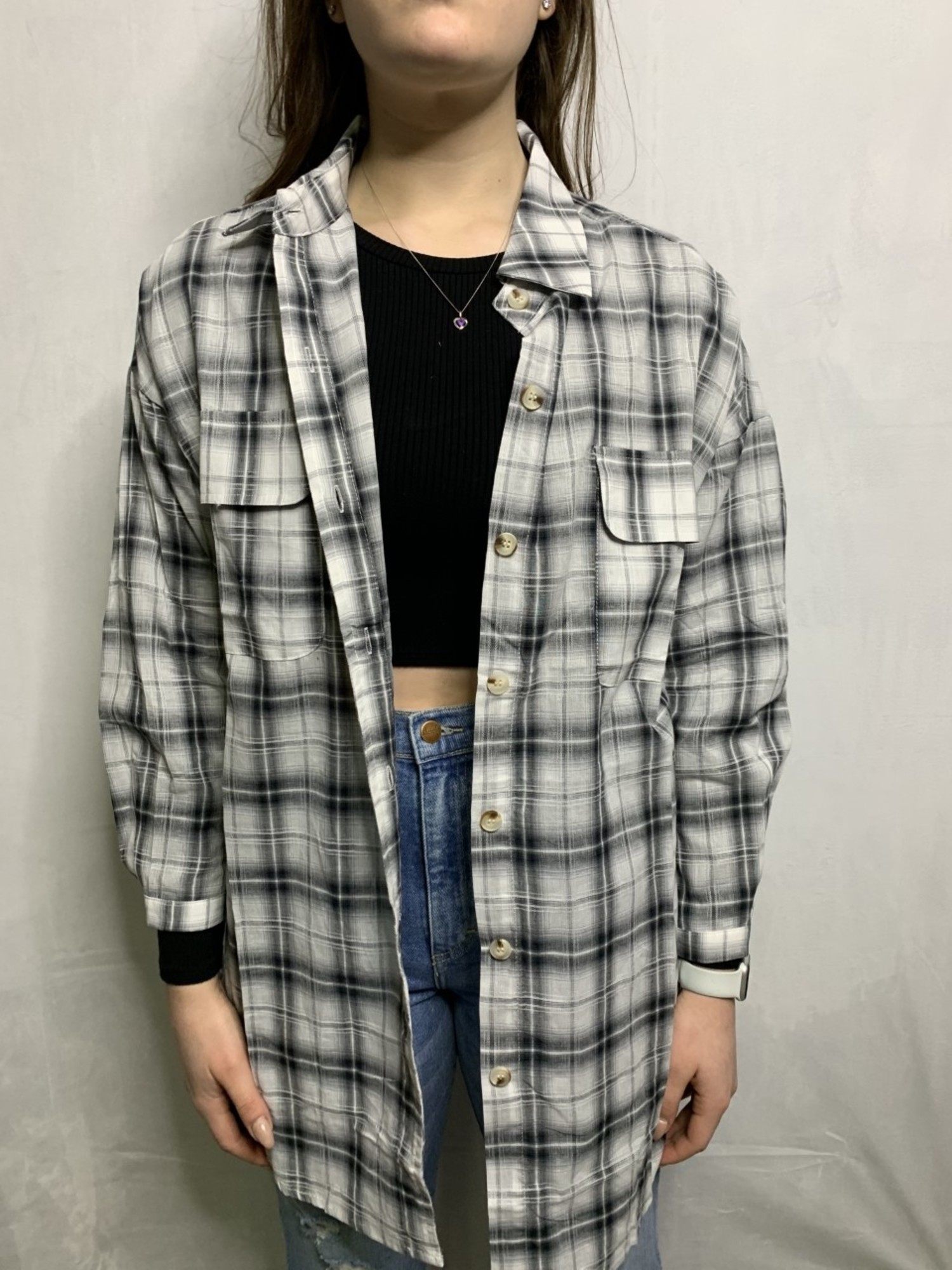 charcoal plaid shirt