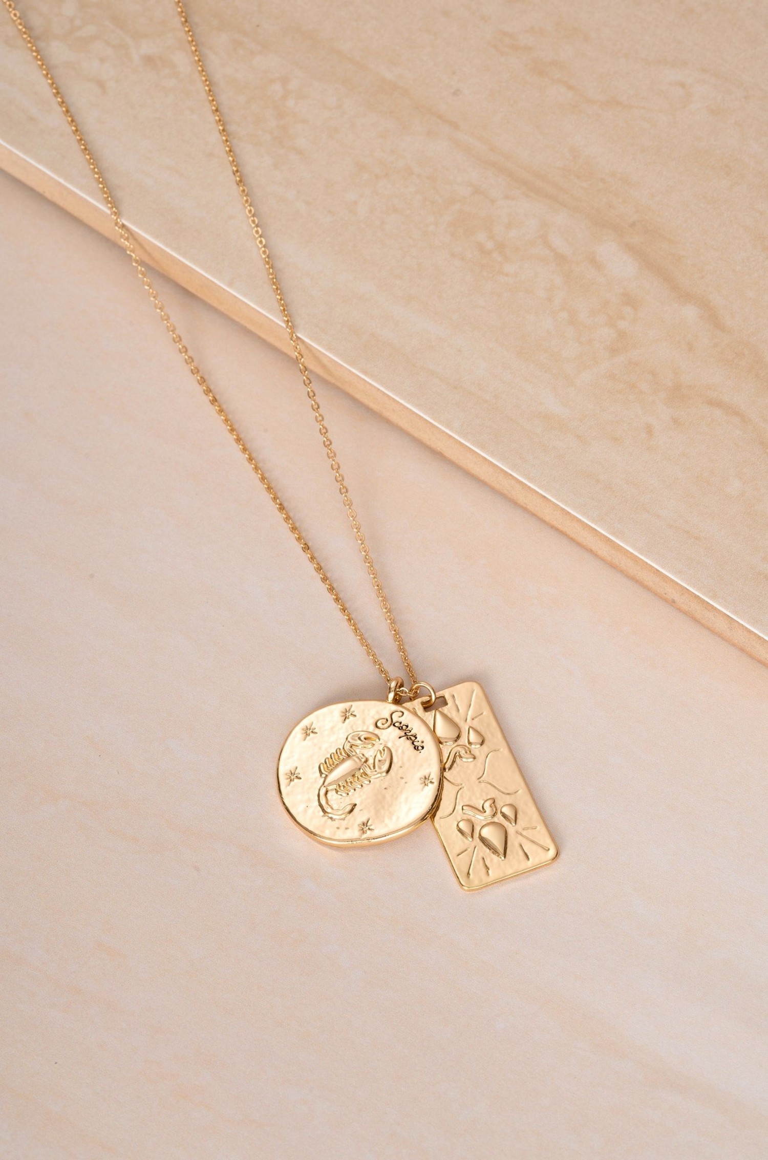 Zodiac Scorpio Double Medallion Gold 