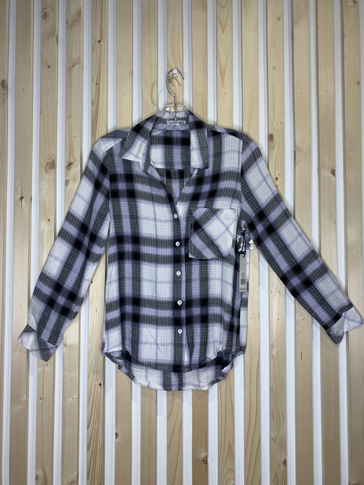 White, Black and Purple Plaid - JJ'S 