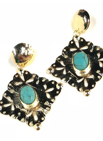 Gold earrings with Turquoise 18k
