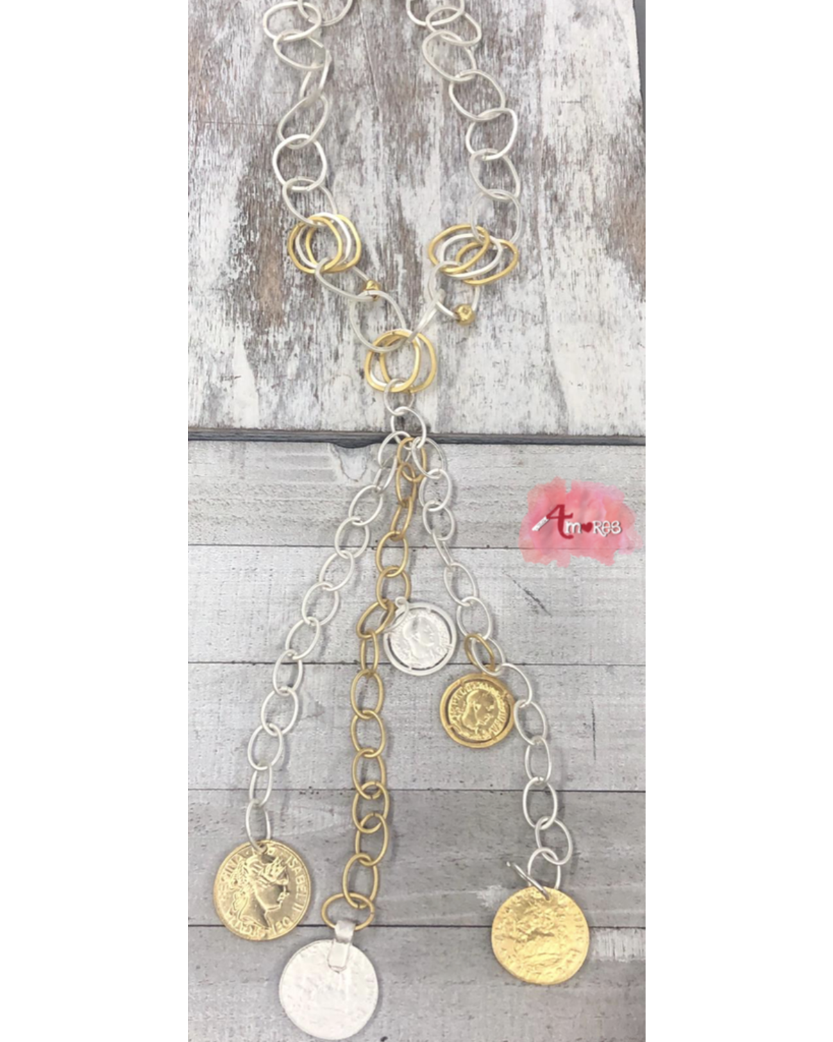 Coin Long Necklace 4 Amores