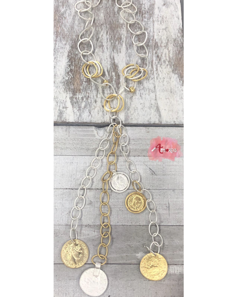 Coin Long Necklace 4 Amores