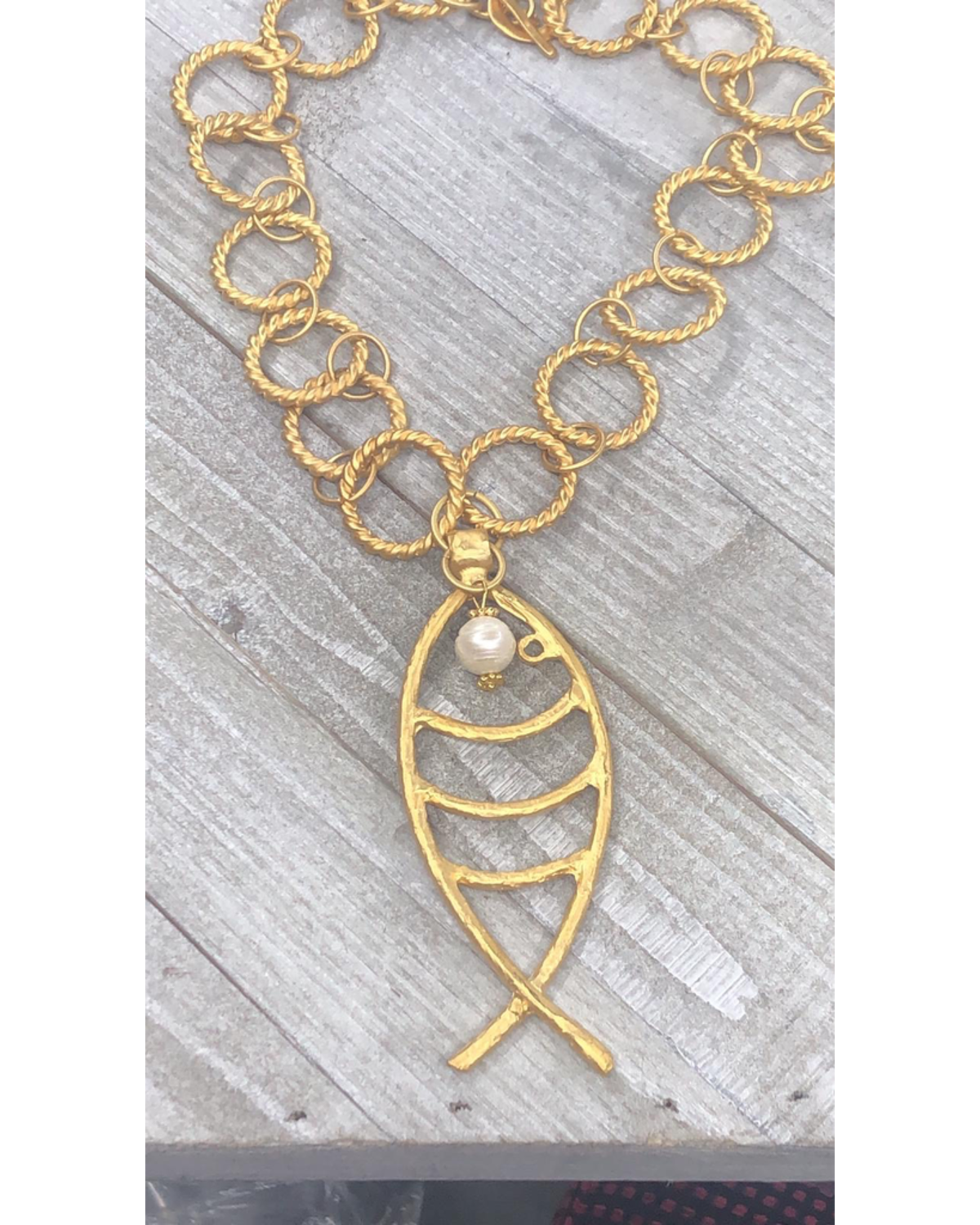 Gold Fish Necklace 21”