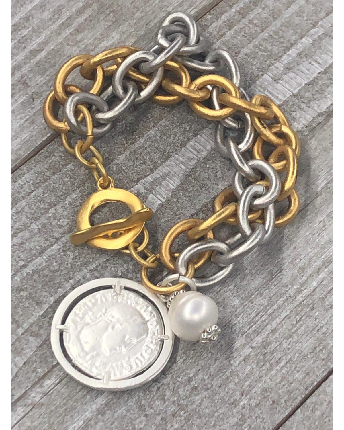 Gold silver coin Brazalet