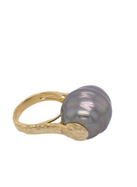 Grey Pearl Gold Ring