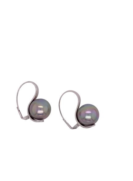 Grey Pearl Silver Earrings