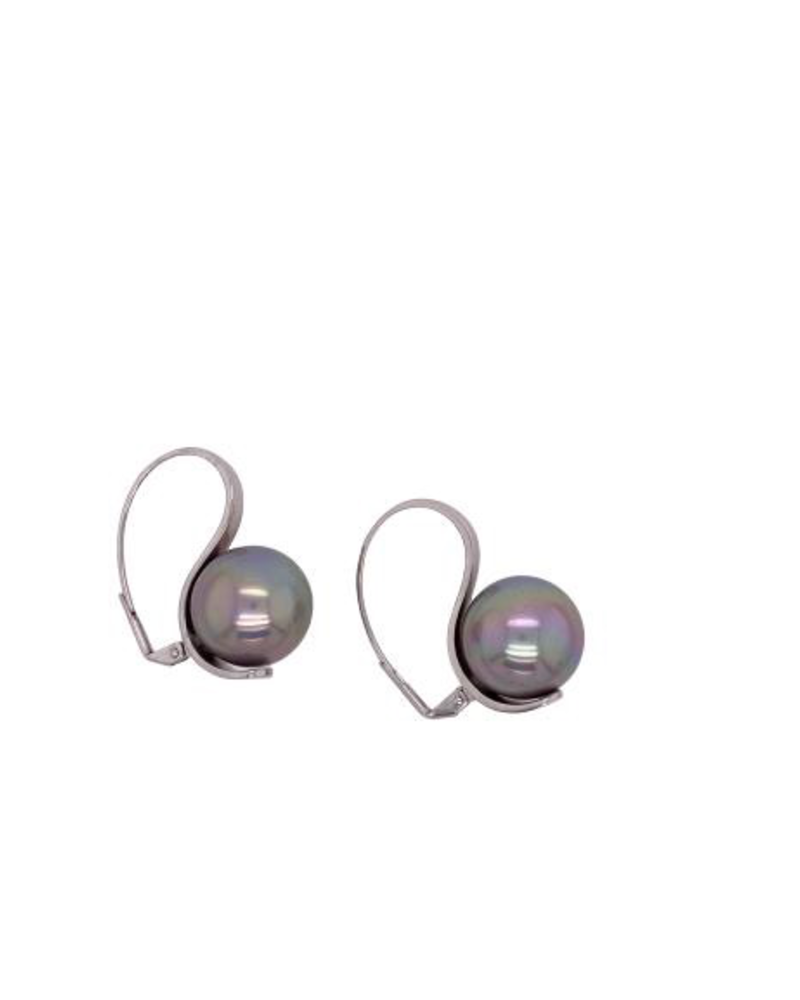 Grey Pearl Silver Earrings