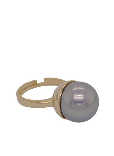 Grey Pearl gold Ring