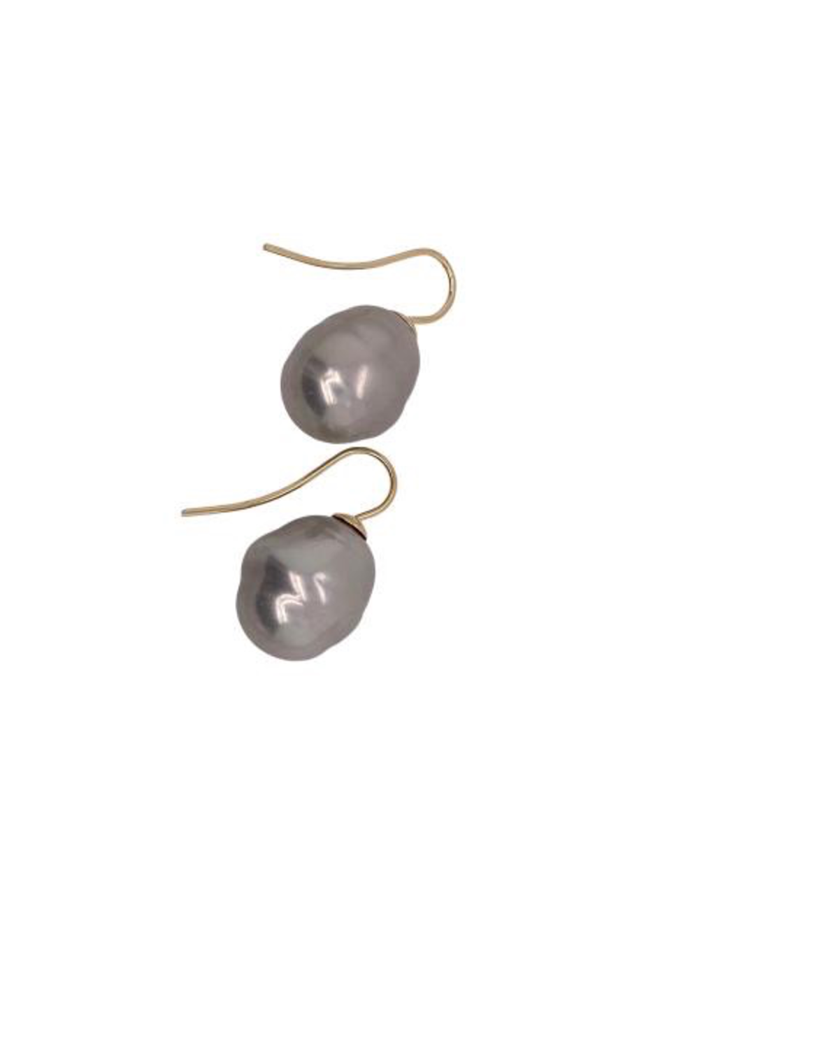 Grey Pearl Gold Earring