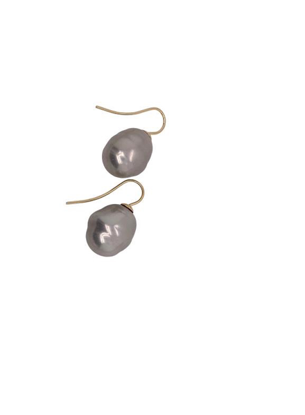 Grey Pearl Gold Earring