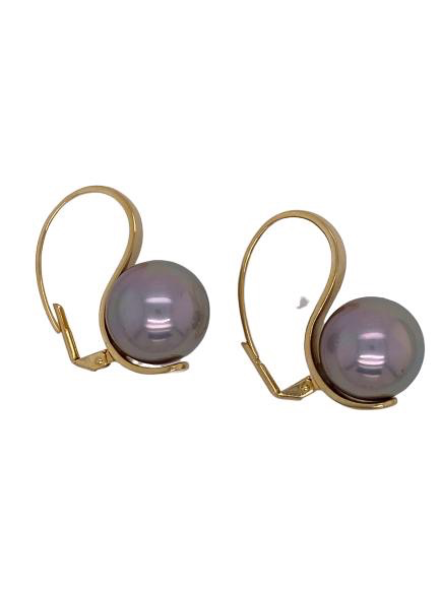 Grey pearl gold earrings