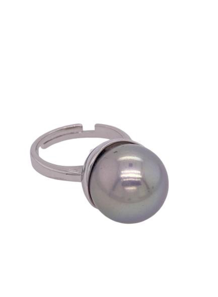 Grey Pearl Silver Ring