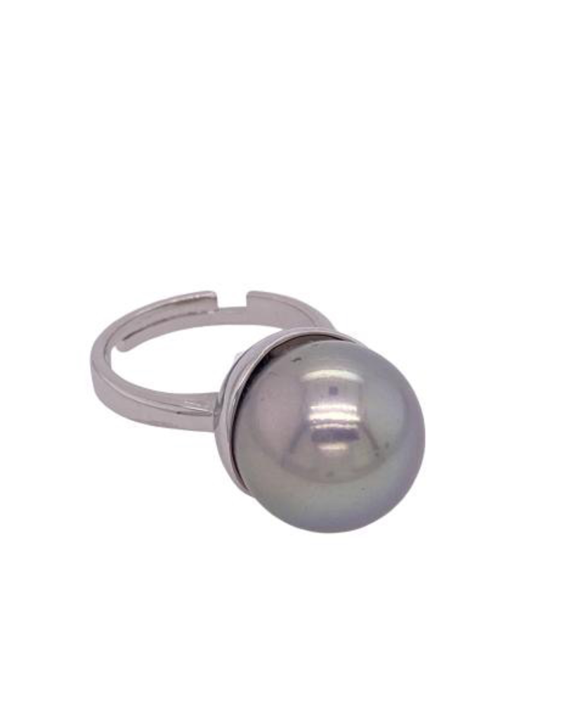 Grey Pearl Silver Ring