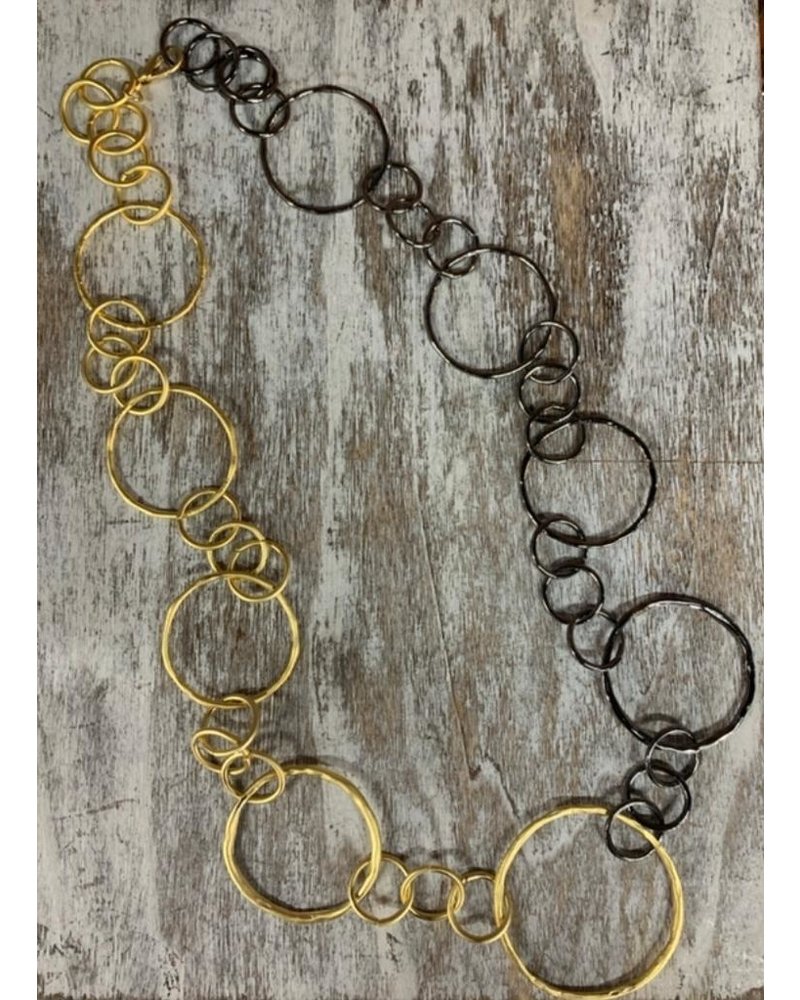 circle necklace silver and gold